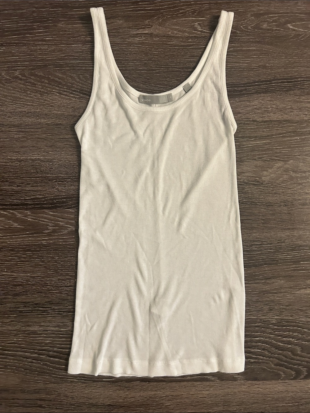 Vince Pima Cotton and Modal White Ribbed Tank Top